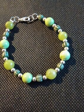 GREEN and GOLD  STRETCH BRACELET